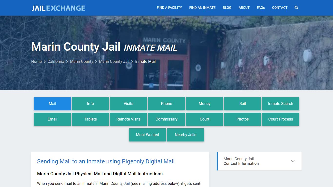 Inmate Mail - Marin County Jail, CA - Jail Exchange